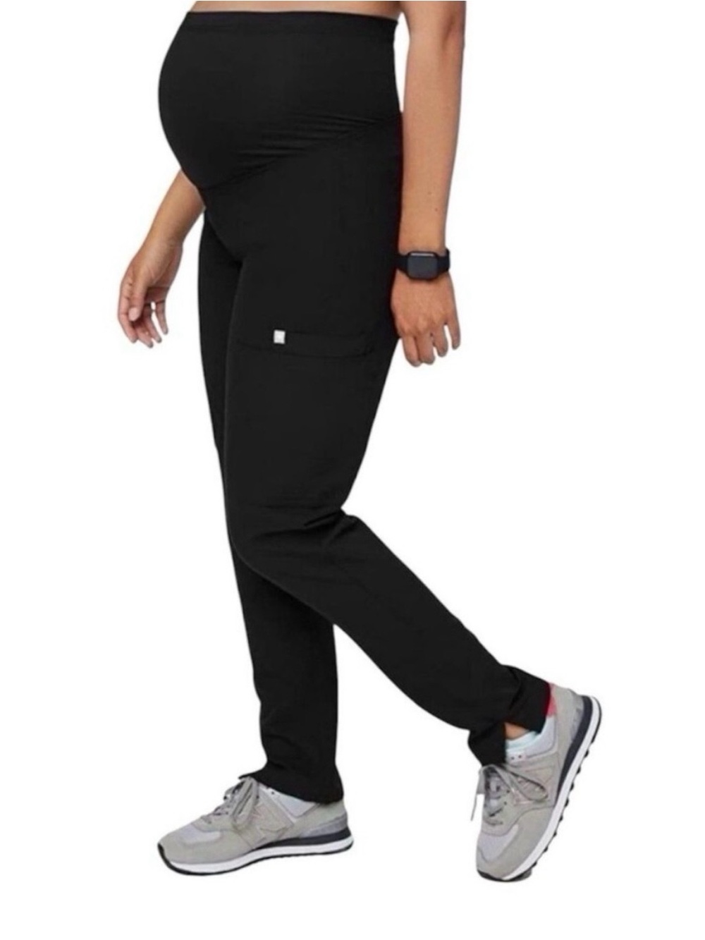 FIGS Women's Yola Skinny Maternity Cargo Scrub Pants Black Size Small Tall